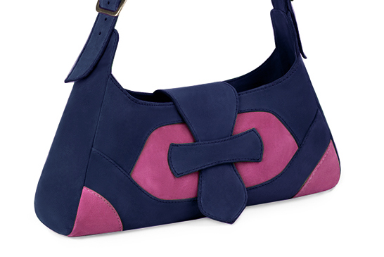 Luxueux sac à main bleu marine et rose fuchsia - Vue avant