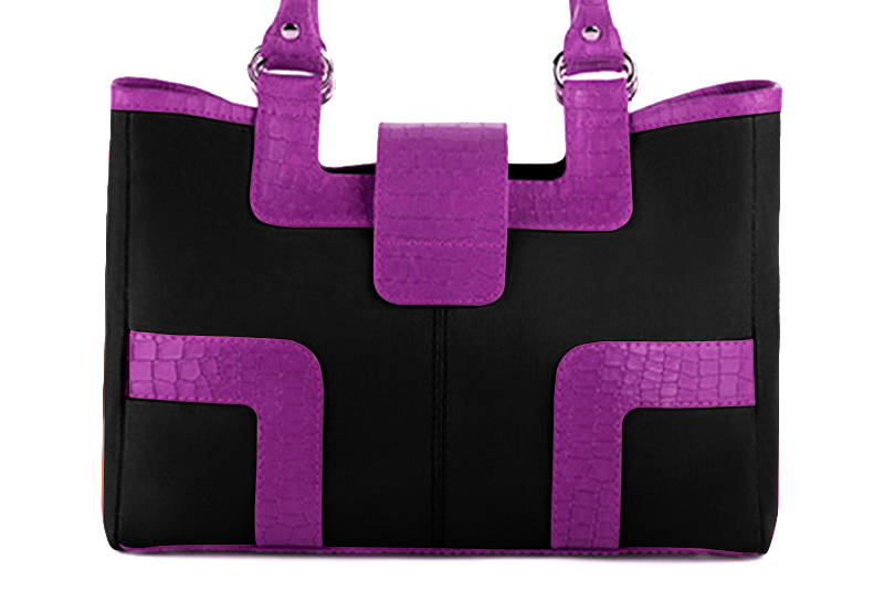 Sac à main  noir mat et violet mauve haut de gamme. Personnalisation. Vue arrière - Florence KOOIJMAN