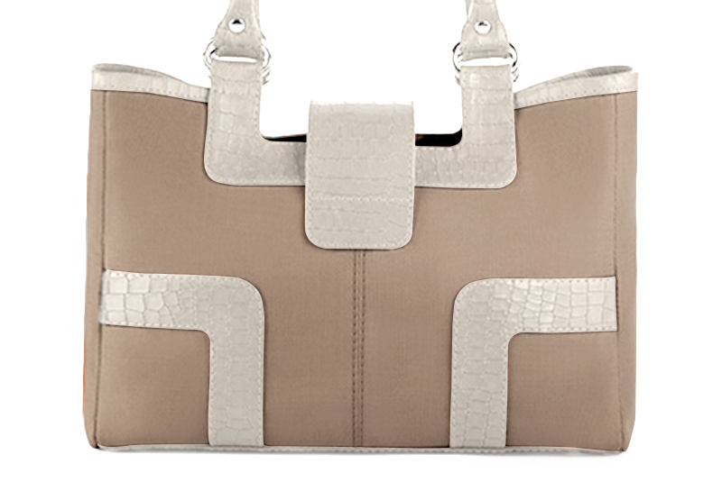 Sac à main  beige sahara et blanc cassé haut de gamme. Personnalisation. Vue arrière - Florence KOOIJMAN