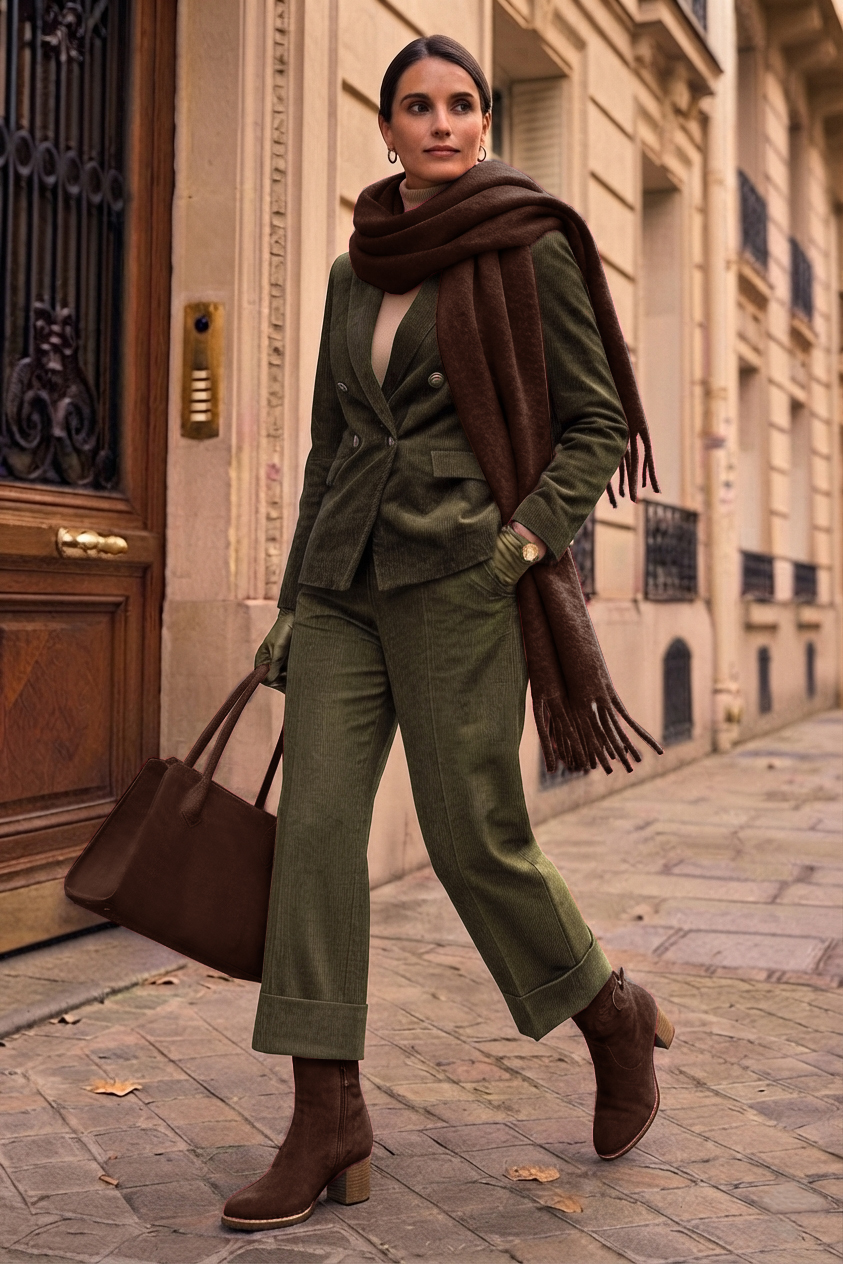 Bottines boucle sur le côté pour femme en cuir marron foncé avec bout rond et talon bottier de 6 cm - Vue porté