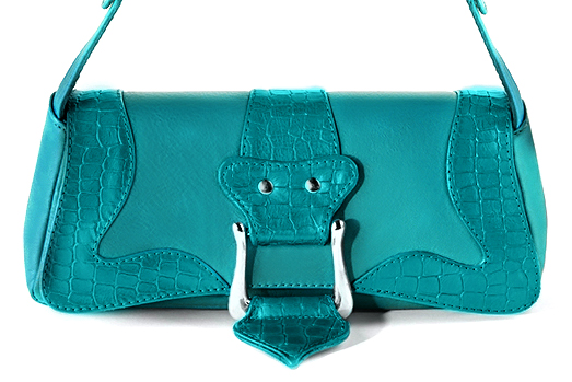Luxueux petit sac à main, élégant et raffiné, coloris bleu turquoise. Personnalisation : Choix des cuirs et des couleurs. - Florence KOOIJMAN