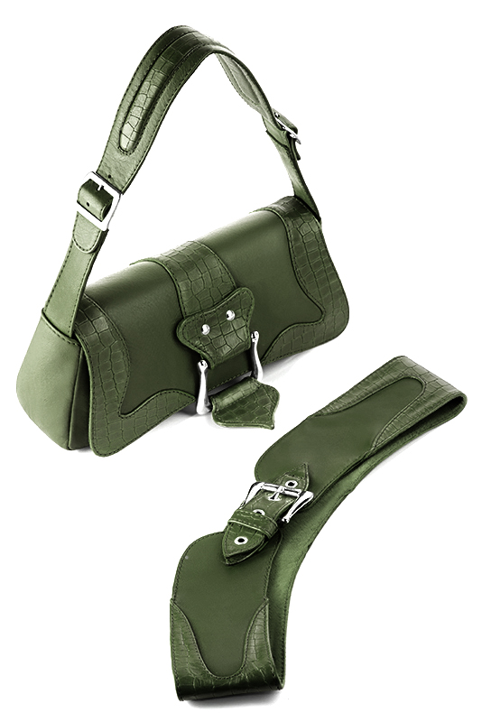 Luxueux petit sac à main, élégant et raffiné, coloris vert bouteille. Personnalisation : Choix des cuirs et des couleurs. - Florence KOOIJMAN