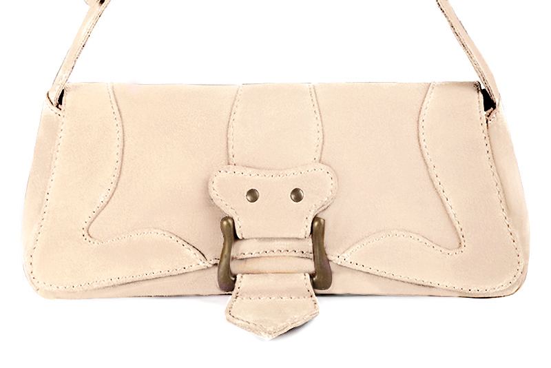 Petit sac à main habillé cuir rose poudré - Vue de profil