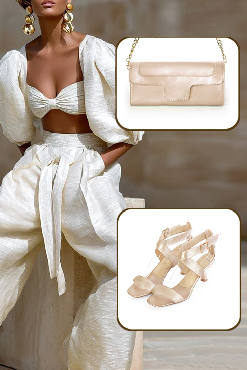 Sandales habillées femme brides croisées cuir or à talon bobine de 5.5 cm et bout carré - Vue du dessus