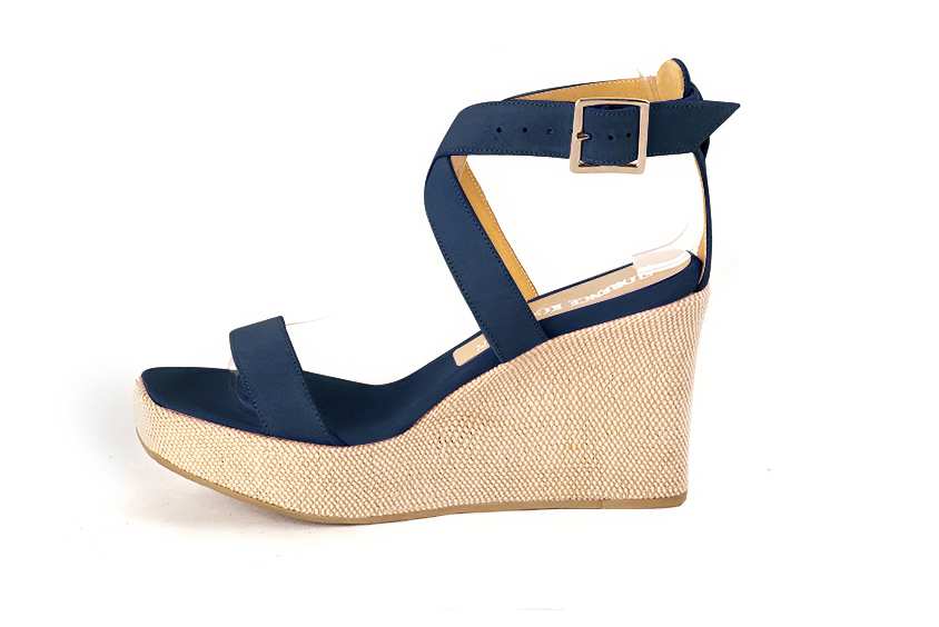 Sandales habillées femme brides croisées en cuir bleu marine à  et  - Vue de profil