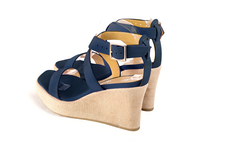 Sandales habillées femme brides croisées cuir bleu marine à  et  - Vue arrière