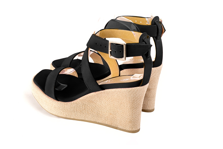 Sandales élégantes et raffinées pour soirées et cérémonies, coloris noir mat. Cérémonie, soirée, cocktail, évènementiel. Personnalisation : Choix des cuirs, 
                des couleurs et des talons. Petites et grandes pointures. - Florence KOOIJMAN