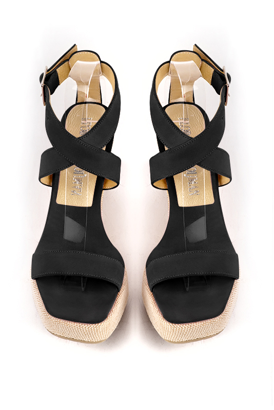 Sandale femme : Sandale soirées et cérémonies couleur noir mat.. Vue du dessus - Florence KOOIJMAN