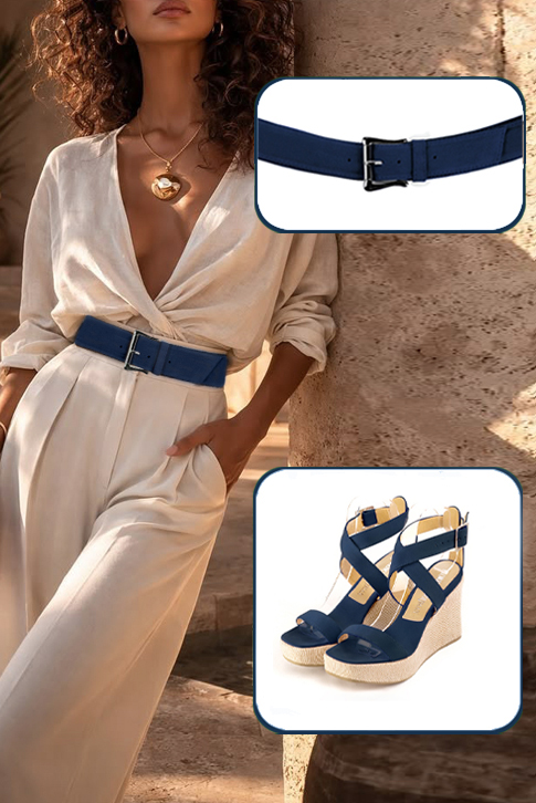 Sandales habillées femme brides croisées en cuir bleu marine à  et  - Vue du dessus