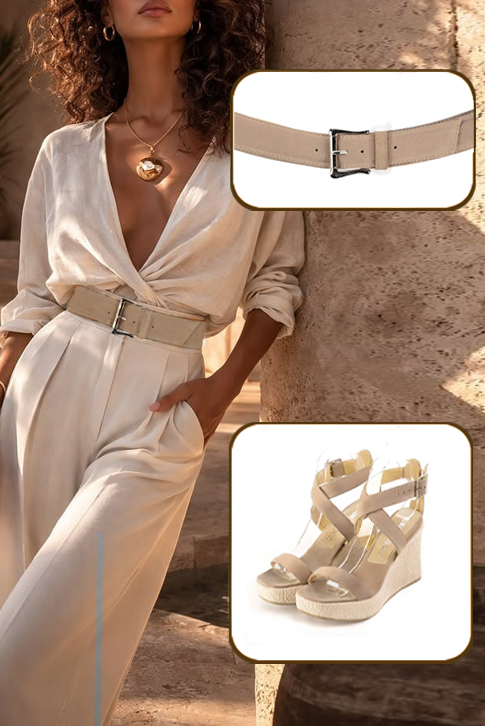 Sandales femme brides croisées complètement ouvertes beige sahara. .  - Vue du dessus