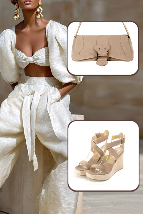 Sandales femme brides croisées complètement ouvertes beige sahara. .  - Vue porté