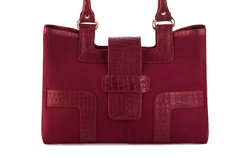 Sac cabas habillé femme en cuir rouge bordeaux - Vue de profil