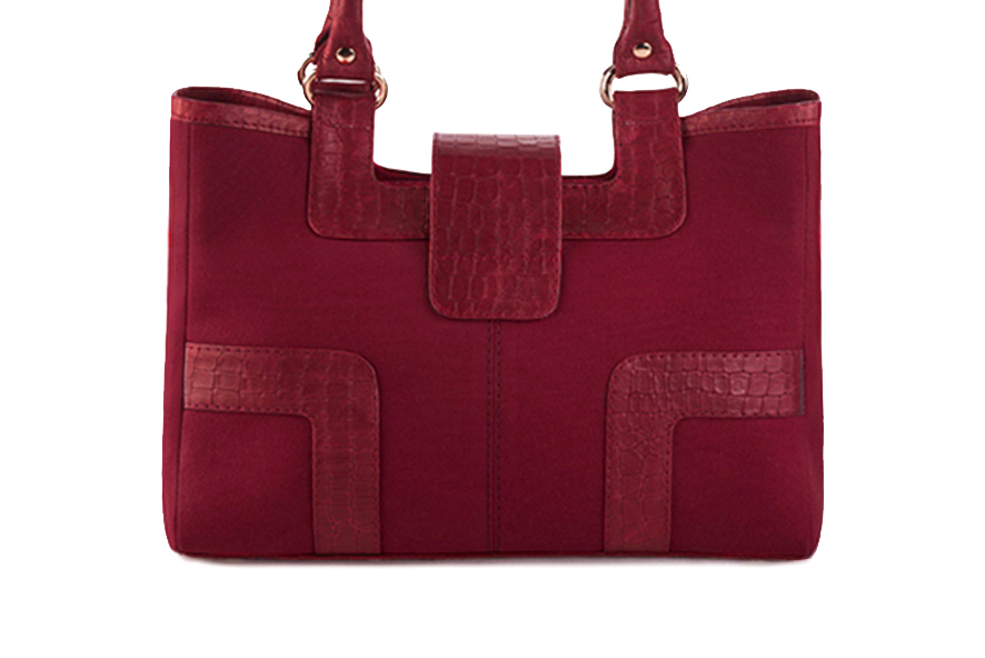 Sac cabas habillé femme en cuir rouge bordeaux - Vue arrière