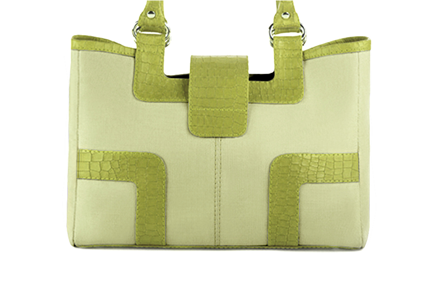 Sac cabas habillé femme en cuir vert tilleul et vert pistache - Vue arrière