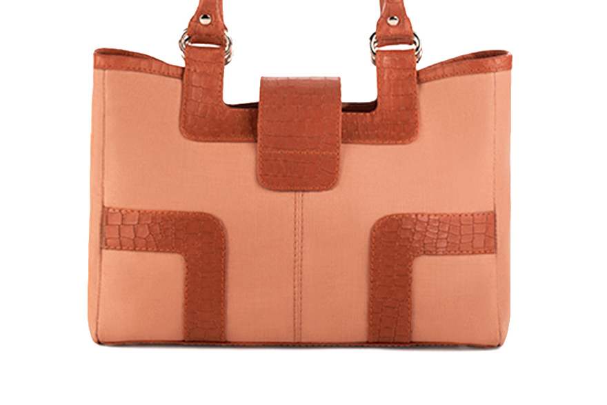 Sac cabas habillé femme en cuir pêche et orange corail - Vue arrière