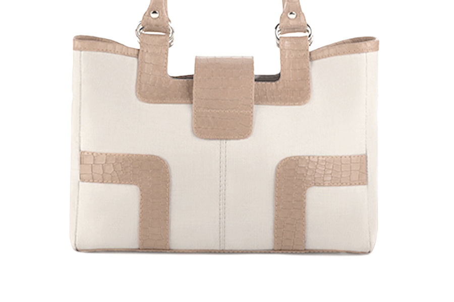 Sac cabas habillé femme en cuir blanc cassé et beige sahara - Vue arrière