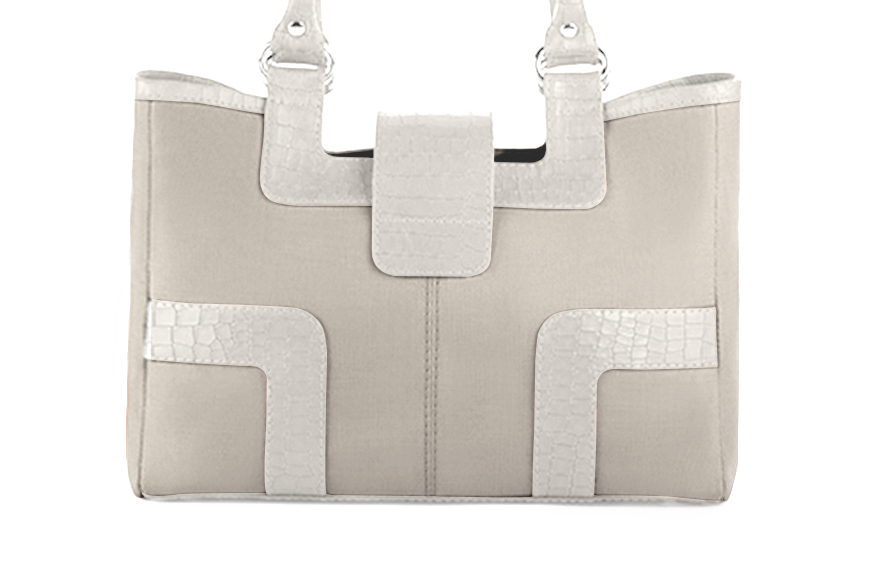 Sac cabas habillé femme en cuir blanc cassé - Vue arrière