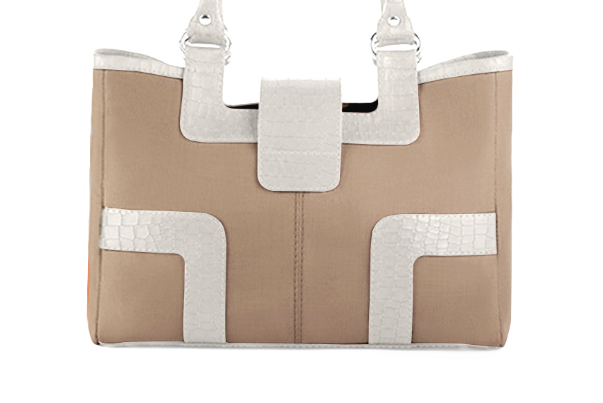 Sac cabas habillé femme en cuir beige sahara et blanc cassé - Vue arrière