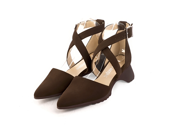 Chaussures ouvertes sur les côtés, coloris marron ébène - Florence KOOIJMAN