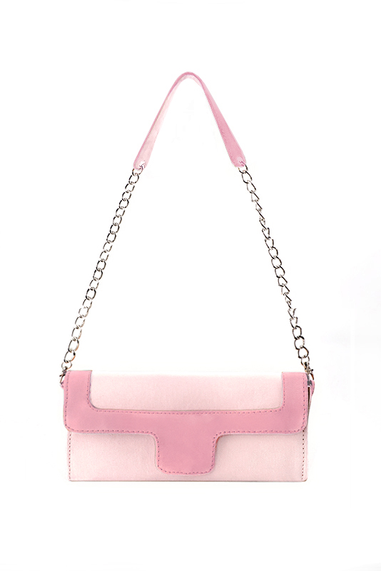 Pochette habillée femme pour cérémonie rose pâle et rose camélia - Vue du dessus