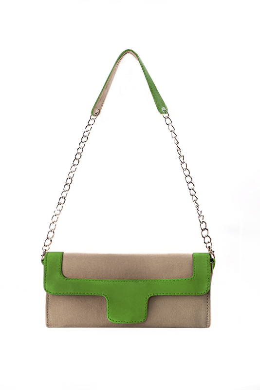 Florence Kooijman - Pochette femme mariage cérémonie beige sahara et vert anis - Idéal mariage, cérémonie et soirée - Vue du dessus