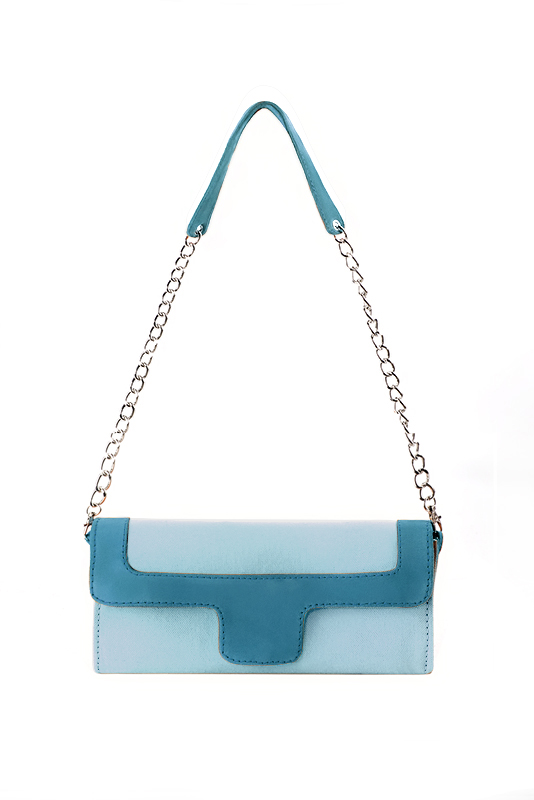 Pochette habillée femme pour cérémonie bleu ciel et bleu canard - Vue du dessus