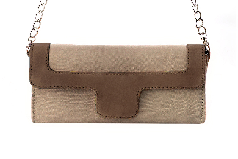 Florence Kooijman - Pochette femme mariage cérémonie beige sahara et marron chocolat - Idéal mariage, cérémonie et soirée - Vue de profil