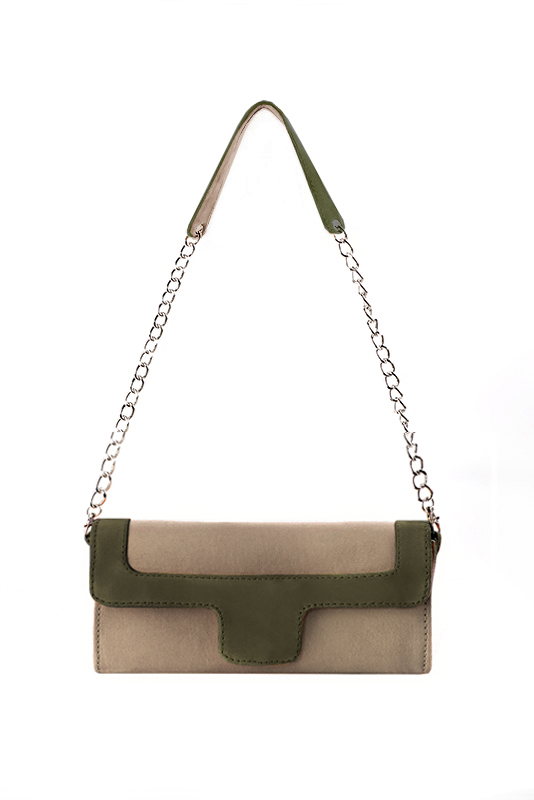 Florence Kooijman - Pochette femme mariage cérémonie beige sahara et vert kaki - Idéal mariage, cérémonie et soirée - Vue du dessus