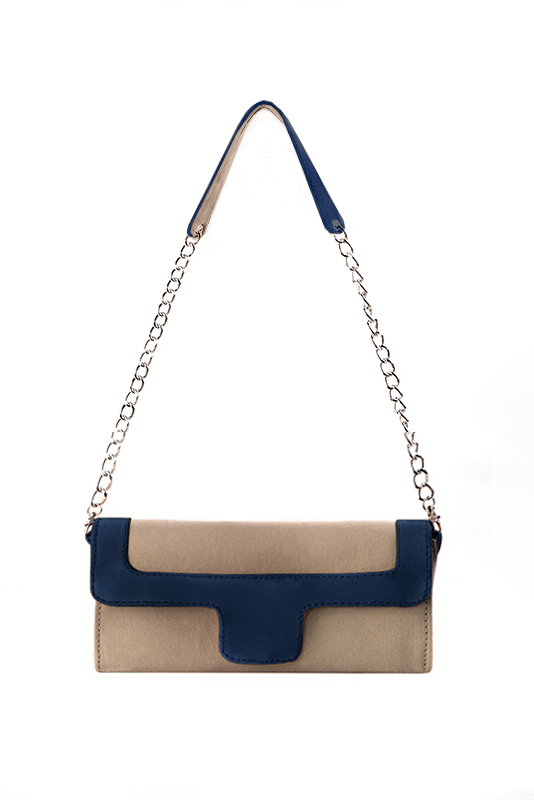 Florence Kooijman - Pochette femme mariage cérémonie beige sahara et bleu marine - Idéal mariage, cérémonie et soirée - Vue du dessus