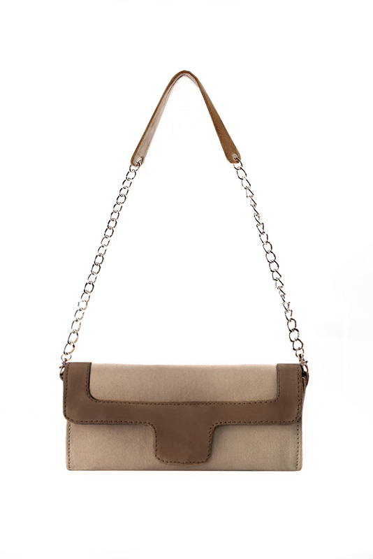 Florence Kooijman - Pochette femme mariage cérémonie beige sahara et marron chocolat - Idéal mariage, cérémonie et soirée - Vue du dessus