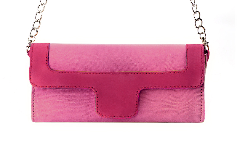 Pochette habillée femme pour cérémonie rose pétunia et rose fuchsia - Vue de profil