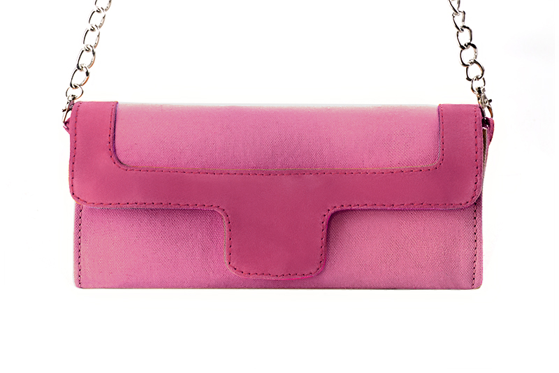 Pochette femme mariage cérémonie rose pétunia et rose fuchsia - Vue de profil
