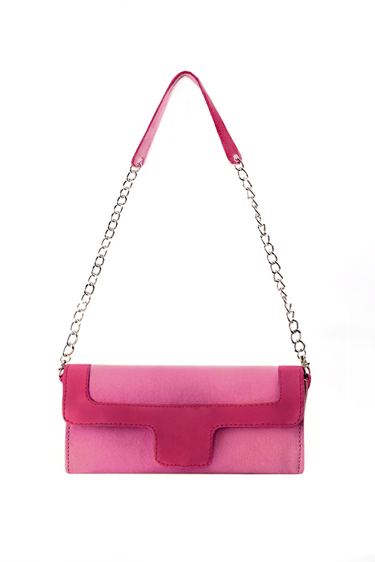 Pochette habillée femme pour cérémonie rose pétunia et rose fuchsia - Vue du dessus