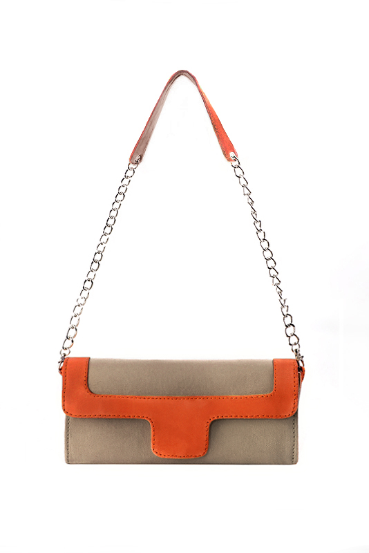 Florence Kooijman - Pochette femme mariage cérémonie beige sahara et orange clémentine - Idéal mariage, cérémonie et soirée - Vue du dessus