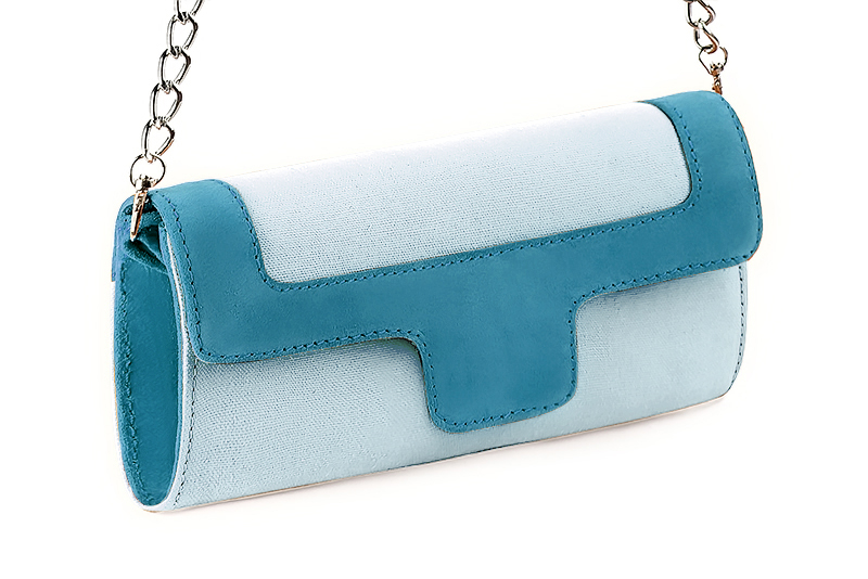Florence Kooijman - Pochette femme mariage cérémonie bleu ciel et bleu canard - Idéal mariage, cérémonie et soirée - Vue avant