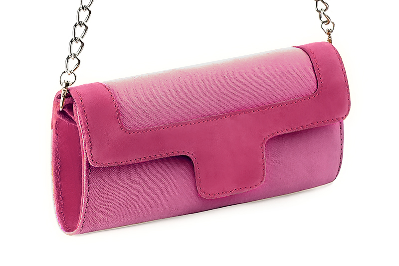 Pochette femme mariage cérémonie rose pétunia et rose fuchsia - Vue avant