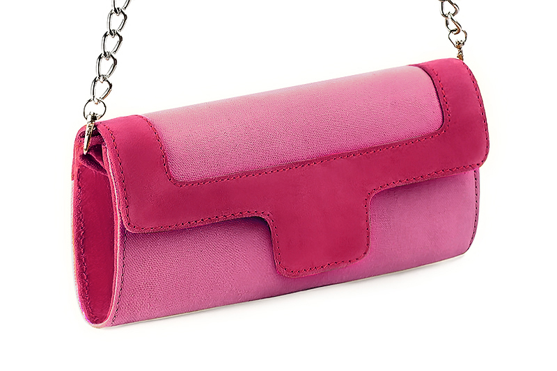 Pochette habillée femme pour cérémonie rose pétunia et rose fuchsia - Vue avant