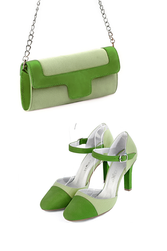 Florence Kooijman - Pochette femme mariage cérémonie vert tilleul et vert anis - Idéal mariage, cérémonie et soirée - Vue porté