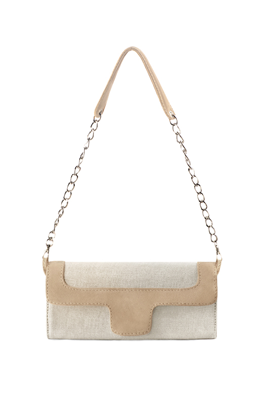 Pochette habillée femme pour cérémonie beige naturel et beige biscuit - Vue du dessus