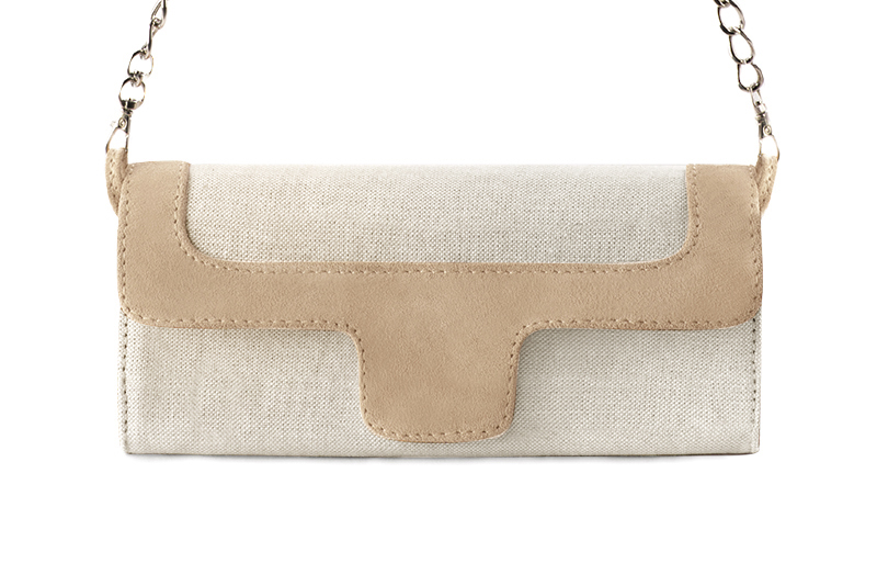 Pochette habillée femme pour cérémonie beige naturel et beige biscuit - Vue de profil