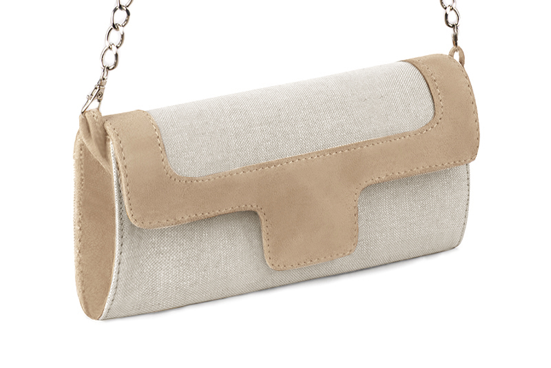 Pochette habillée femme pour cérémonie beige naturel et beige biscuit - Vue avant
