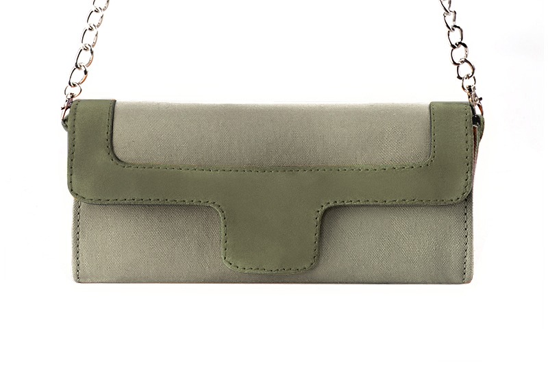 Pochette femme mariage cérémonie vert kaki - Vue de profil