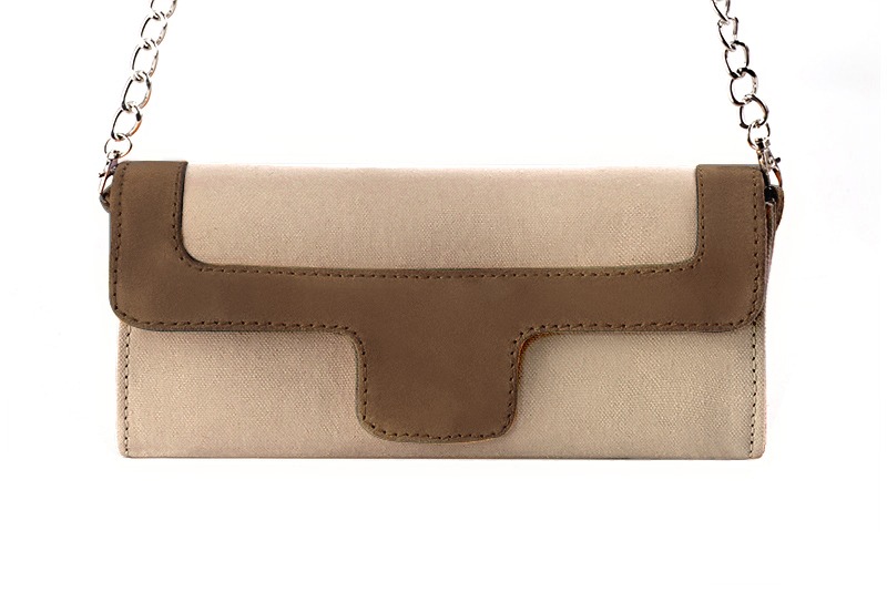 Florence Kooijman - Pochette femme mariage cérémonie beige sahara et marron chocolat - Idéal mariage, cérémonie et soirée - Vue de profil