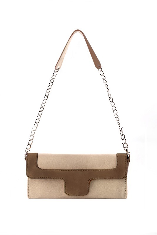 Florence Kooijman - Pochette femme mariage cérémonie beige sahara et marron chocolat - Idéal mariage, cérémonie et soirée - Vue du dessus