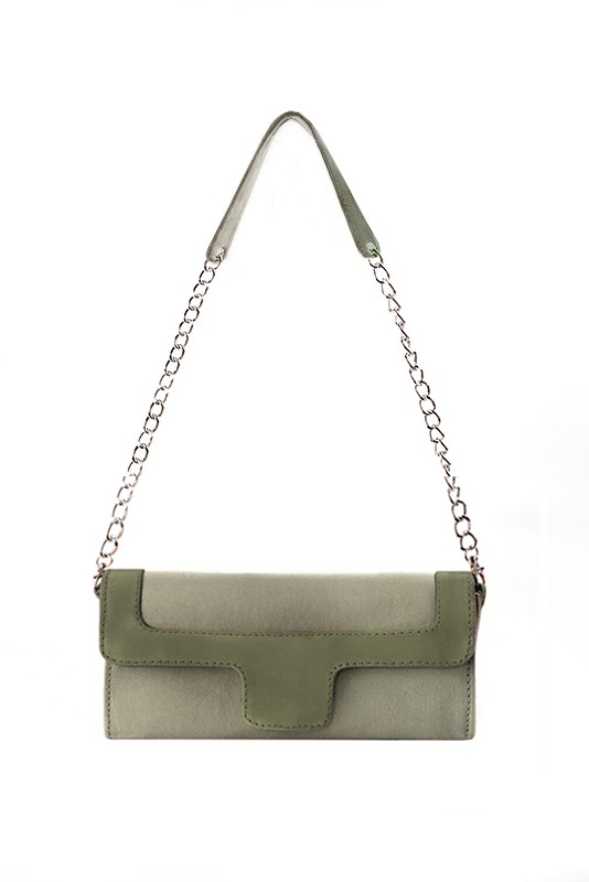 Pochette femme mariage cérémonie vert kaki - Vue du dessus