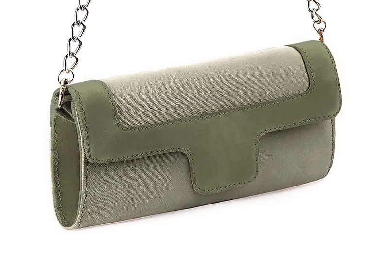Pochette femme mariage cérémonie vert kaki - Vue avant