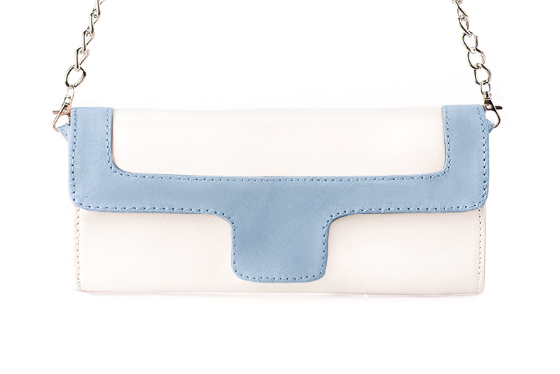 Florence Kooijman - Pochette femme mariage cérémonie cuir blanc cassé et bleu ciel - Idéal mariage, cérémonie et soirée - Vue de profil