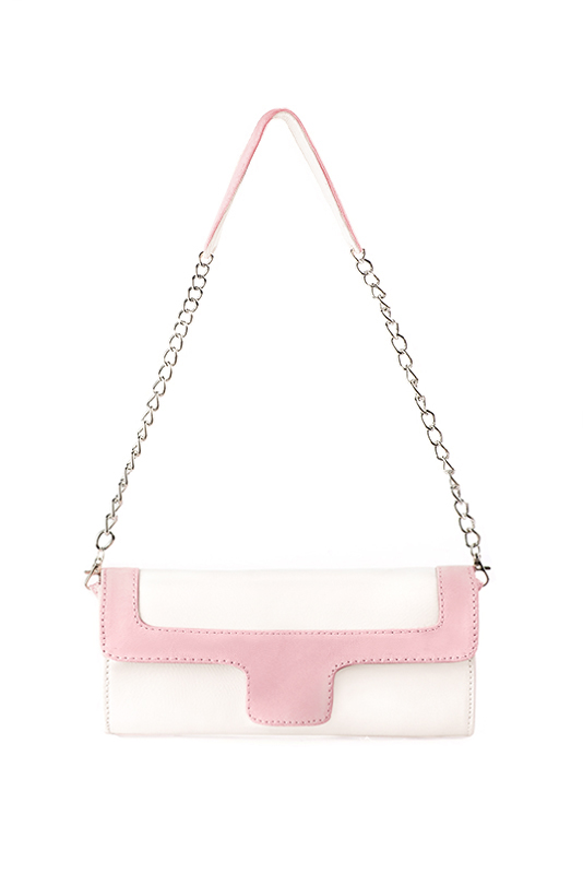 Pochette habillée femme pour cérémonie blanc cassé et rose pâle - Vue du dessus