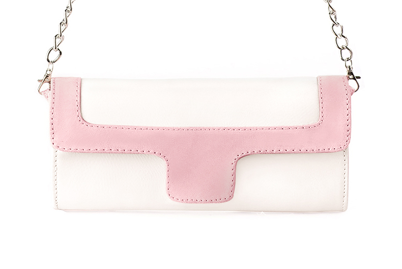 Pochette habillée femme pour cérémonie blanc cassé et rose pâle - Vue de profil