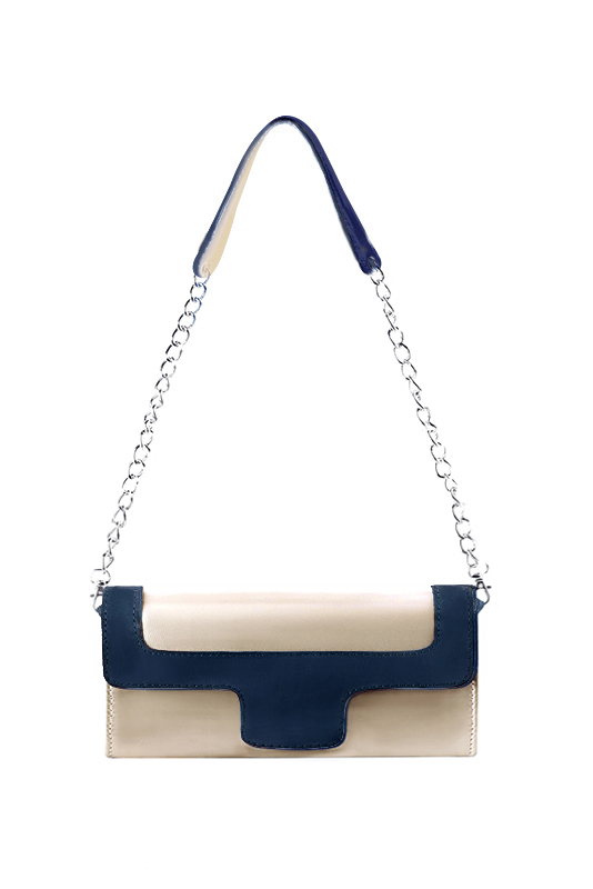 Pochette femme mariage cérémonie cuir or et bleu marine - Vue du dessus